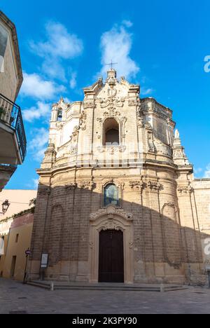 La facciata della chiesa di San Giuseppe Patriarca: Architettura barocca, Nardo, Lecce, sud Italia Foto Stock