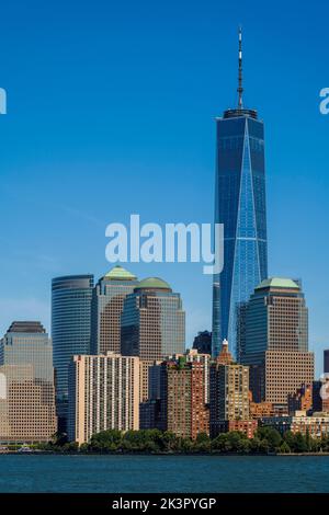 Inferiore dello skyline di Manhattan, New York, Stati Uniti d'America Foto Stock