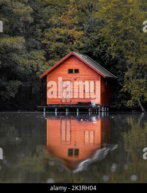 Casa di pesca in Ungheria al lago Tata Derito. Foto Stock