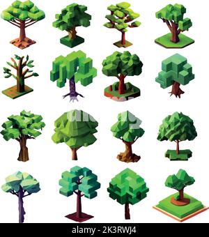 Illustrazione vettoriale di un insieme di alberi diversi Illustrazione Vettoriale