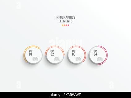 Infografica sulla timeline del modello colorata in orizzontale numerata per quattro posizioni. Business Concept con 4 opzioni. Può essere utilizzato per flusso di lavoro, banner, diagra Illustrazione Vettoriale