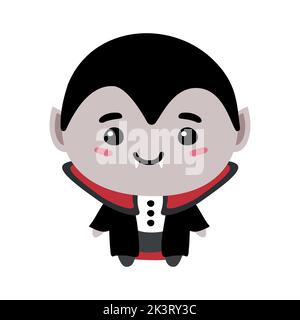 Vector piatto disegnato a mano carino vampiro isolato su sfondo bianco Illustrazione Vettoriale