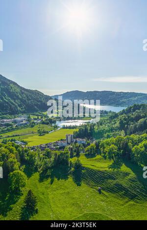 Sole serale su Immenstadt nel Allgäu Foto Stock