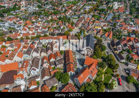 Veduta aerea della bellissima cittadina chiamata Weißenhorn in Baviera Foto Stock