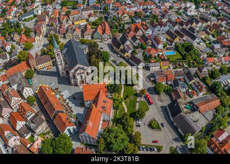 Veduta aerea della bellissima cittadina chiamata Weißenhorn in Baviera Foto Stock