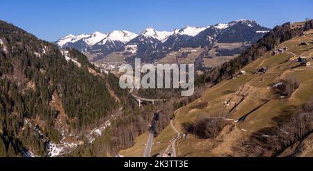 Vista aerea sulla valle Grosses Walsertal Foto Stock