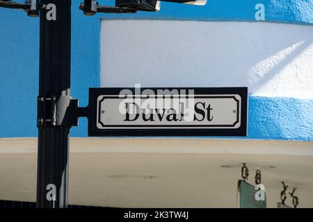 Duval Street Sign in Key West, Florida nel 2021. Foto Stock