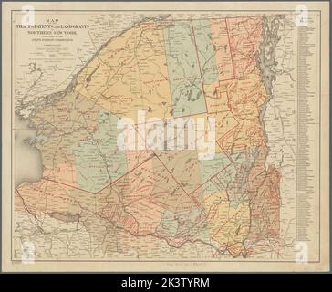 Mappa dei tratti, brevetti e sussidi fondiari della cartografia settentrionale di New York. Mappe, mappe catastali. 1894. Lionel Pincus e la Principessa Firyal Map Division. Land Grants , New York (state), Real Property , New York (state), Adirondack Mountains (N.Y.) Foto Stock