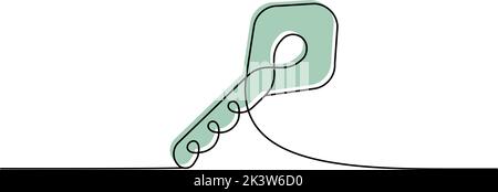 Legenda disegno continuo a una linea. Tasto Home immagine continua a colori su una riga. Illustrazione lineare vettoriale minimalista Illustrazione Vettoriale