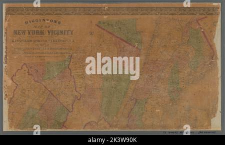 Mappa di Higginson di New York e dintorni: Abbracciando le contee di Kings & Richmond, N.Y., Hudson, N.J. e parti di Queens, Westchester & Rockland, N.Y., Bergen, Passaic, Union, Essex & Middlesex, N.J. D. & J. McLellan (azienda). Cartografica. Mappe, mappe catastali. 1860. Lionel Pincus e la Principessa Firyal Map Division. New York Metropolitan Area, Railroads , New York (state) , New York, Ferries , New York (state) , New York, Railroads , New York Metropolitan Area, Real Property , New York Metropolitan Area, Landowners , New York Metropolitan Area, New York (N.Y.) Foto Stock