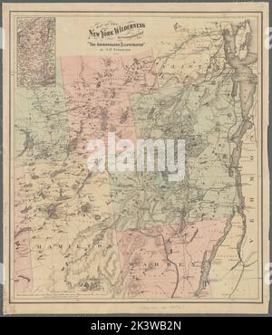 Mappa della natura selvaggia di New York che accompagna 'i Adirondacks illustrati' da S.R. Stoddard, 1879 Stoddard, Seneca Ray, 1844-1917. Cartografica. Mappe. 1879. Lionel Pincus e la Principessa Firyal Map Division. Adirondack Mountains (N.Y.), Adirondack Mountains Region (N.Y.), New York (state) , divisioni amministrative e politiche, New York (state) Foto Stock