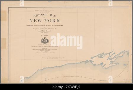 Mappa geologica preliminare di New York, che mostra la struttura dello stato fino a quanto noto Geological Survey (US). Cartografica. Mappe, mappe geologiche. 1894. Lionel Pincus e la Principessa Firyal Map Division. New York (state), Geology , New York (state) Foto Stock