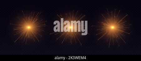 Luce bengala, brillante natalizio realistico, fiaccole scintillanti. Illustrazione Vettoriale
