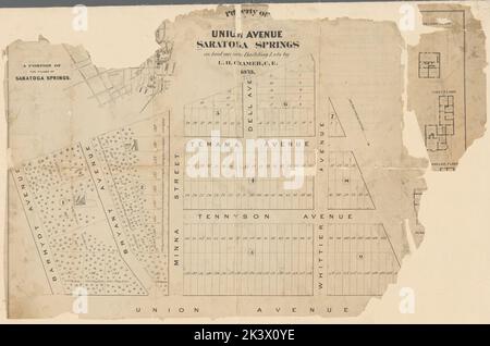Mappa di proprietà di Union Avenue, Saratoga Springs: Come disposto in lotti di costruzione Cartographic. Mappe, mappe catastali. 1873. Lionel Pincus e la Principessa Firyal Map Division. Real Property , New York (state) , Saratoga Springs (N.Y.), Saratoga Springs (N.Y.) Foto Stock