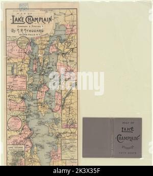 Mappa del lago Champlain, Quinta edizione cartografica. Mappe. 1896. Lionel Pincus e la Principessa Firyal Map Division. Lakes , New York (state), Lakes , Vermont, Lakes , Québec (Provincia), Champlain, Lago, Lago George (N.Y.) Foto Stock