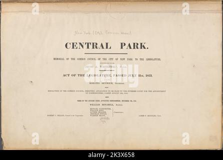 Central Park : memoriale del Consiglio comune della città di New York alla Legislatura, approvato il 11th giugno 1853...pagina del titolo Cartografia. Mappe. 1853. Lionel Pincus e la Principessa Firyal Map Division. New York (N.Y.), Central Park (New York, N.Y.), City Planning Foto Stock