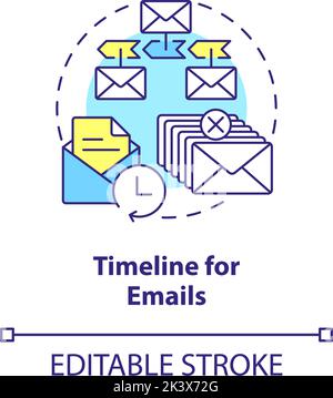 Icona del concetto timeline per le e-mail Illustrazione Vettoriale