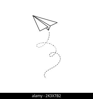 Icona vettore aereo su carta. Doodle bordo carta aeroplano. Semplice elemento di velivolo origami. Disegno di illustrazione vettoriale di scarabocchio. Illustrazione Vettoriale