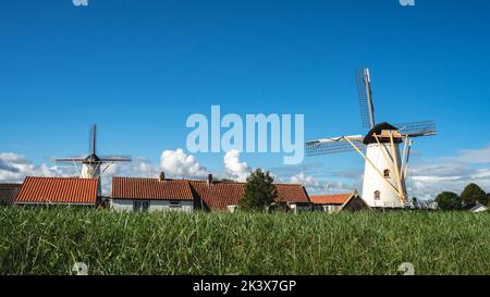 Molen Aeolus, mulino a vento olandese a Wemeldinge, Zeeland, Paesi Bassi. 25 settembre 2022. Foto Stock