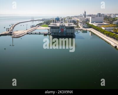 Riprese aeree del Parco delle Nazioni a Lisbona (Parque das Nações) Foto Stock