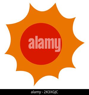 Icona Vector flat Sun in stile cartoon flat. Simbolo della luce solare. Illustrazione carina. Illustrazione Vettoriale