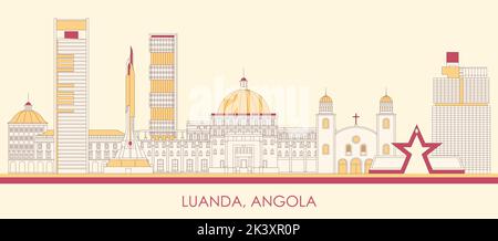 Panorama di Cartoon Skyline della città di Luanda, Angola - illustrazione vettoriale Illustrazione Vettoriale