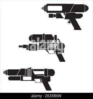 Set vettoriale di Silhouette Watergun Illustrazione isolata su sfondo bianco Illustrazione Vettoriale