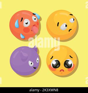 quattro icone in stile emoji 3d Illustrazione Vettoriale