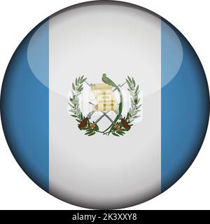 guatemala Bandiera in brillante bottone rotondo di icona. simbolo guatemala isolato su sfondo bianco. Segnale di concetto nazionale. Giornata dell'indipendenza. Illustrazione vettoriale Illustrazione Vettoriale