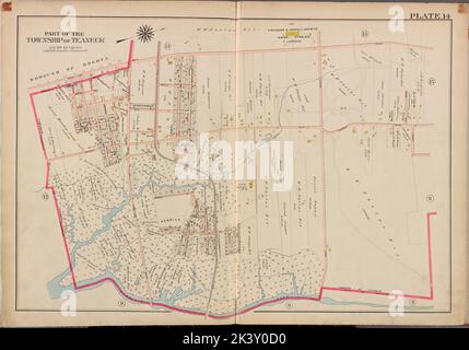 Bergen County, V. 1, Double Page Plate No. 14 Mappa delimitata da Queen Anne Rd., Overpeck Creek Cartographic. Atlanti, Mappe. 1912 - 1913. Lionel Pincus e la Principessa Firyal Map Division. Contea di Bergen (N.J.) Foto Stock