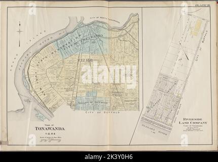 Buffalo, V. 3, Double Page Plate No. 26 Mappa della città di Tonawanda Cartografica. Atlanti, Mappe. 1915. Lionel Pincus e la Principessa Firyal Map Division. Buffalo Metropolitan Area (N.Y.) , VMaps. Foto Stock