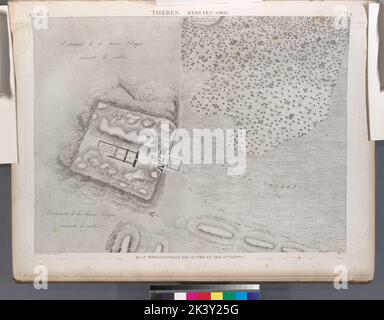 Thèbes. Medynet-Abou Medinet Habu. Plan topographique des ruines et des environs. Cartografica. Mappe. 1812. Divisione Rare Book. Egitto, Tebe (Egitto : città), Medinet Habu Site (Egitto) Foto Stock