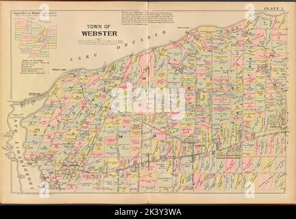 Monroe County, Double Page Plate No. 3 Mappa della città di Webster Cartographic. Atlanti, Mappe. 1902. Lionel Pincus e la Principessa Firyal Map Division. Monroe County (N.Y.), Real Property , New York (state) , Monroe County Foto Stock