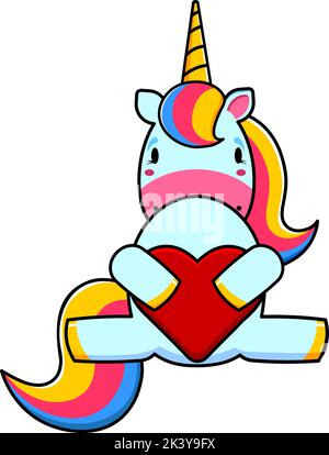 Cartoni animati per bambini. Nuvole e arcobaleno, luna e stelle su sfondo viola. Immagine vettoriale. Illustrazione Vettoriale