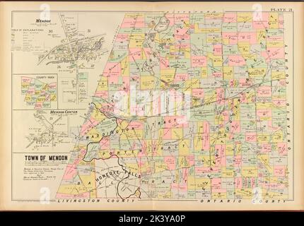 Monroe County, Double Page Plate No. 21 Mappa della città di Mendon Cartographic. Atlanti, Mappe. 1902. Lionel Pincus e la Principessa Firyal Map Division. Monroe County (N.Y.), Real Property , New York (state) , Monroe County Foto Stock