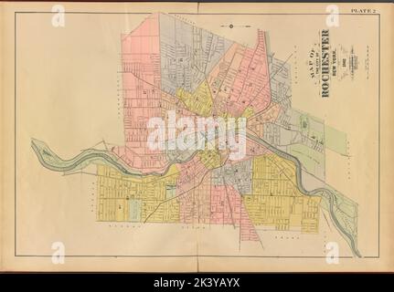 Monroe County, Double Page Plate No. 2 Mappa della città di Rochester Cartographic. Atlanti, Mappe. 1902. Lionel Pincus e la Principessa Firyal Map Division. Monroe County (N.Y.), Real Property , New York (state) , Monroe County Foto Stock