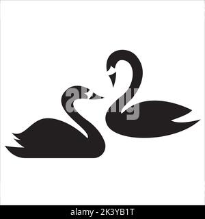 Set vettoriale di silhouette di Swan Illustrazione isolata su sfondo bianco Illustrazione Vettoriale