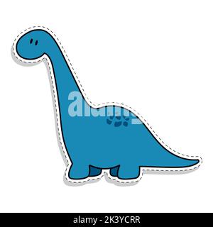 Adesivo piatto di un dinosauro blu. Illustrazione vettoriale Illustrazione Vettoriale