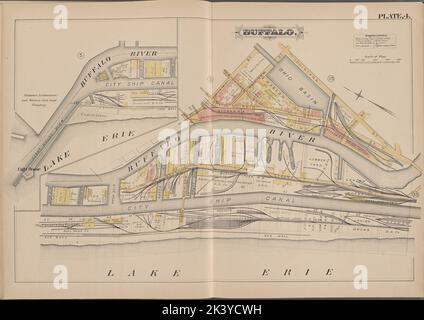 Buffalo, Double Page Plate No. 4 Mappa delimitata da Buffalo River, Louisiana St., Lake Erie Cartographic. Atlanti, Mappe. 1891. Lionel Pincus e la Principessa Firyal Map Division. Real Property , New York (state) , zBuffalo Foto Stock