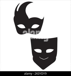 Silhouette nera. Set di carnevale maschere al viso. Maschere per la decorazione  di partito o masquerade. Maschera con piume. Illustrazione di vettore  isolato su bianco bac Immagine e Vettoriale - Alamy