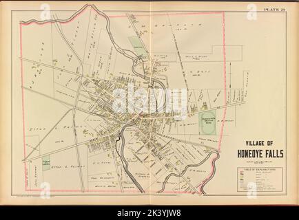 Monroe County, Double Page Plate No. 29 Mappa del villaggio di Honeoye Falls Cartographic. Atlanti, Mappe. 1902. Lionel Pincus e la Principessa Firyal Map Division. Monroe County (N.Y.), Real Property , New York (state) , Monroe County Foto Stock