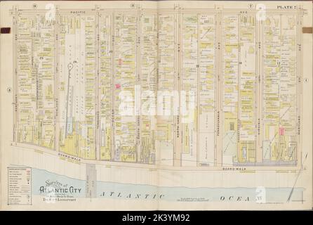 Atlantic City, Double Page Plate No. 2 Mappa delimitata da Pacific Ave., Maryland Ave., Atlantic Ocean, Kentucky Ave. Cartografica. Atlanti, Mappe. 1896. Lionel Pincus e la Principessa Firyal Map Division. Atlantic City (N.J.) Foto Stock