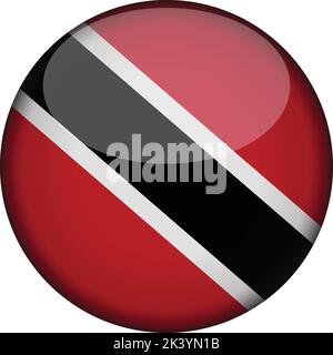 trinidad e tobago Bandiera in brillante bottone di icona. simbolo trinidad e tobago isolato su sfondo bianco. Segnale di concetto nazionale. Indipendenza Illustrazione Vettoriale