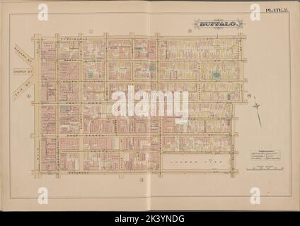 Buffalo, Double Page Plate No. 2 Mappa delimitata da E. Eagle St., Pine St., Chicago St., Exchange St., Main St. Cartografica. Atlanti, Mappe. 1891. Lionel Pincus e la Principessa Firyal Map Division. Real Property , New York (state) , zBuffalo Foto Stock