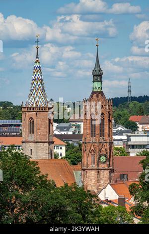 Kirchtürme des Villinger Münster Münster Unserer Lieben Frau, Villingen-Schwenningen, Schwarzwald, Baden-Württemberg, Deutschland | The Villinger M Foto Stock