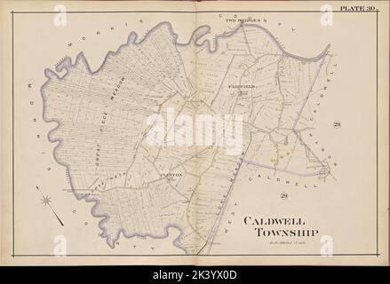 Essex County, V. 3, Double Page Plate No. 30 Mappa delimitata da Caldwell Township A.H. Mueller (Editore). Cartografica. Atlanti, Mappe. 1906. Lionel Pincus e la Principessa Firyal Map Division. Contea di Essex (N.J.), Newark (N.J.) Foto Stock