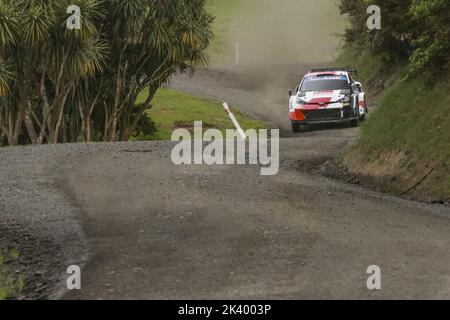 18 KATSUTA Takamoto (jpn), JOHNSTON Aaron (irl), Toyota Gazoo Racing WRT, Toyota GR Yaris Rally 1, azione durante il Rally Nuova Zelanda 2022, 11th° round del WRC World Rally Car Championship 2022, dal 29 settembre al 2 ottobre 2022 ad Auckland, Nuova Zelanda - Foto: Nikos Katikis/DPPI/LiveMedia Foto Stock