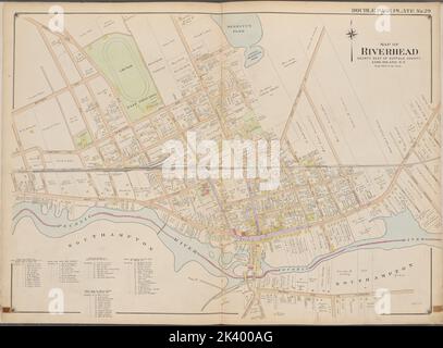 Suffolk County, V. 2, Double Page Plate No. 29 Mappa delimitata dalla Mappa di Riverhead Cartographic. Atlanti, Mappe. 1902 - 1909. Lionel Pincus e la Principessa Firyal Map Division. Contea di Suffolk (N.Y.) Foto Stock