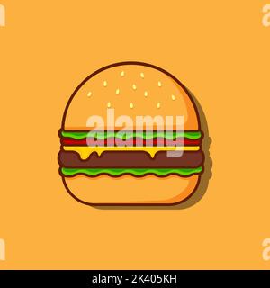 Cartoon immagine semplice di un hamburger. Illustrazione dei colori vettoriali. Illustrazione Vettoriale