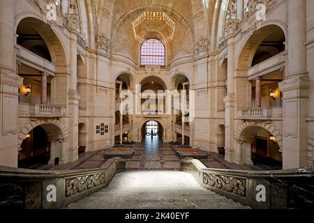 Neues Rathaus, vista interna, palazzo Wilhelminian-come magnifico edificio in stile eclettico, Germania, bassa Sassonia, Hannover Foto Stock